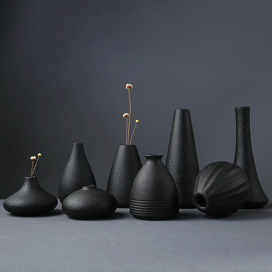 Black Ceramic Flower Vase Arrangement Small Flower Vase Planter Pot Home Garden Decoration Tabletop Vases Flower Container