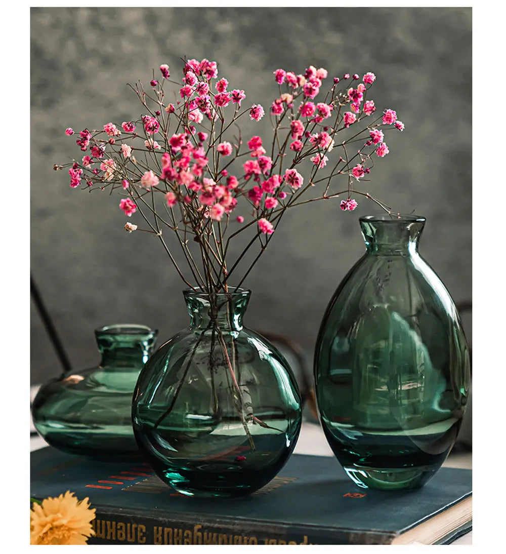 3PCS Creative Mini Vase Set Transparent Glass Home Decoration Design Crafts Desktop Flowers Dried Arrangement Living Room