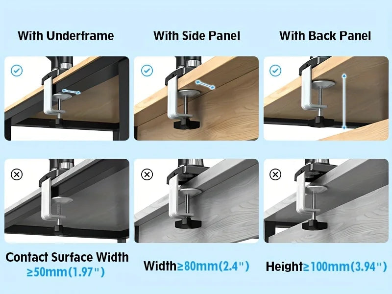 Adjustable Dual Monitor Arm with Gas Spring Monitor Stand for 13-32 Inches Screens Full Motion Eye-Catching Design