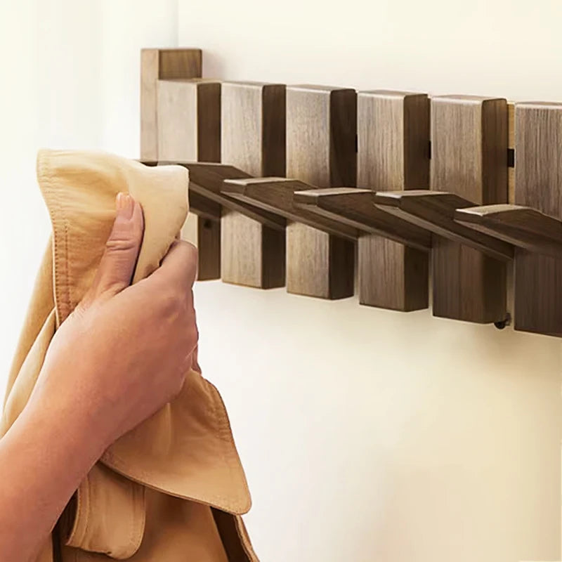 Wall Coat Rack Piano Key Style Black Walnut Wall Mounted Storage Solution for Home Decor