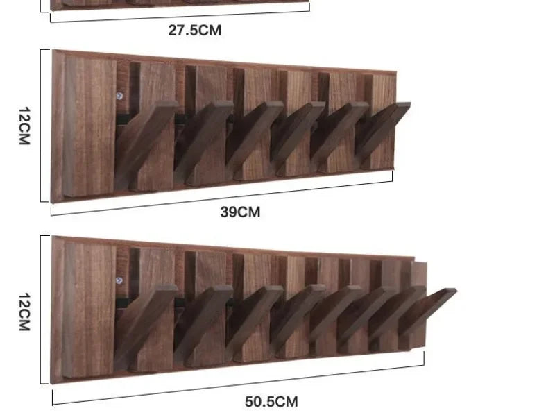 Nordic Walnut Wall Coat Rack Hook Eye-Catching Short Clothes Racks for Home Dressing Rooms Piano Keys Coat Shelves