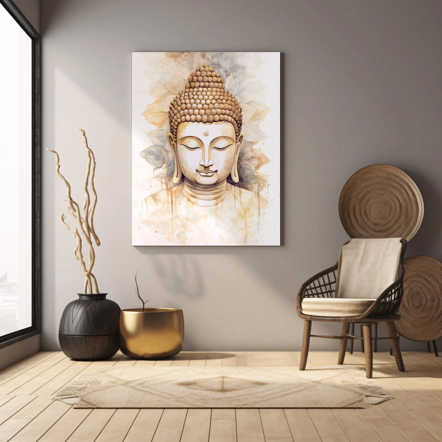 Nordic Tree of Life & Buddha Canvas Prints Modern Buddhist Lotus & Tai Chi Yoga Wall Art Poster for Living Room Spiritual Decor