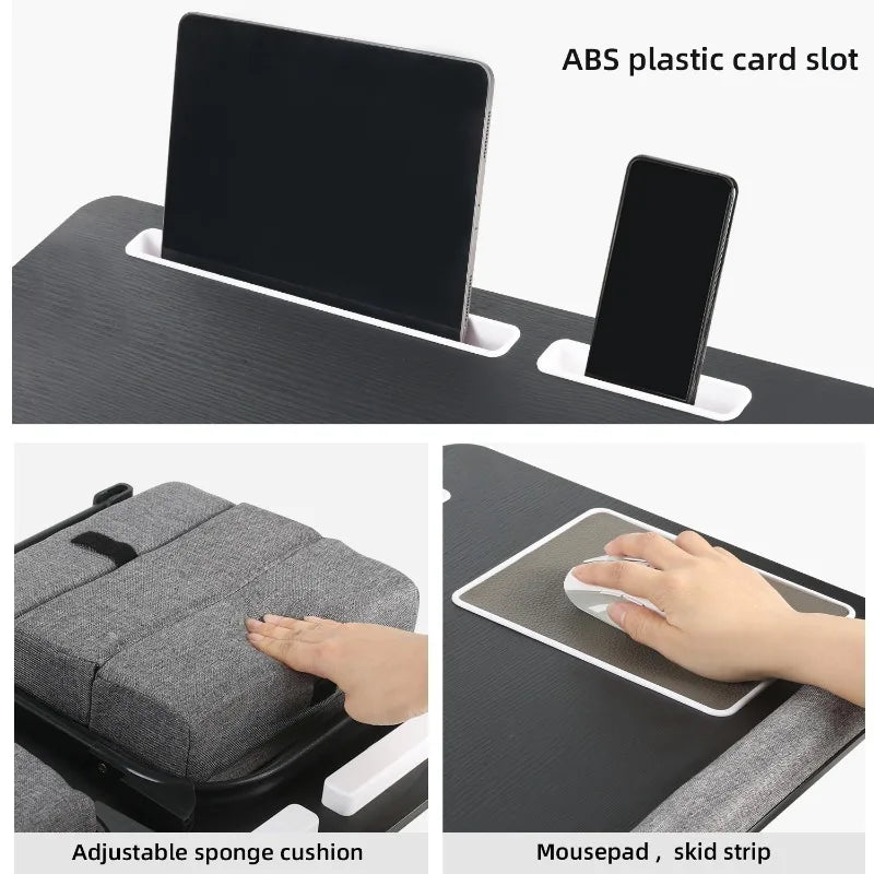 Portable Folding Laptop Bed Table MUMUCC with Cushion Handle Slot for Mouse Pad Wooden Gaming Desk for Computer