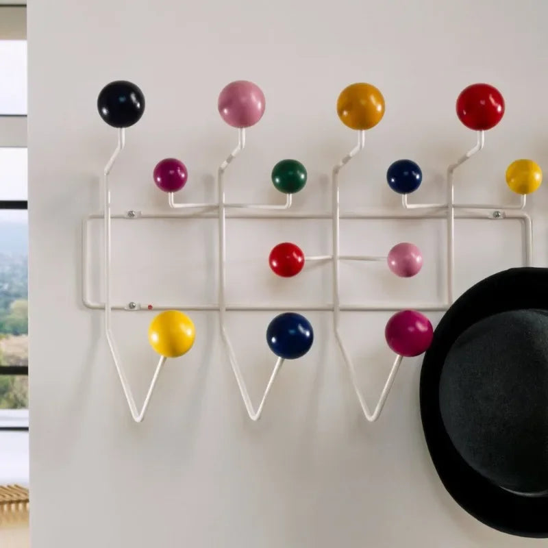 Modern Simplified Design Metal Coat Rack Solid Wood Ball Wall Hanger Interior Furniture for Home by LISM