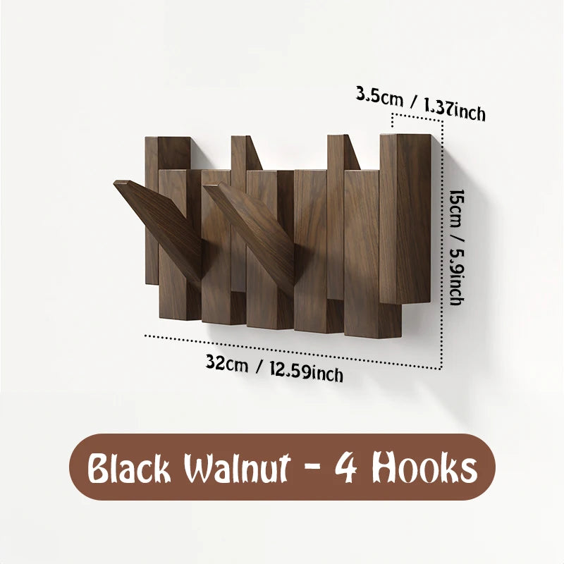 Wall Coat Rack Piano Key Style Black Walnut Wall Mounted Storage Solution for Home Decor