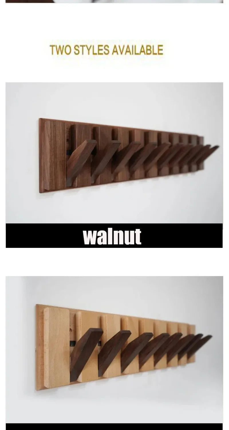 Nordic Walnut Wall Coat Rack Hook Eye-Catching Short Clothes Racks for Home Dressing Rooms Piano Keys Coat Shelves