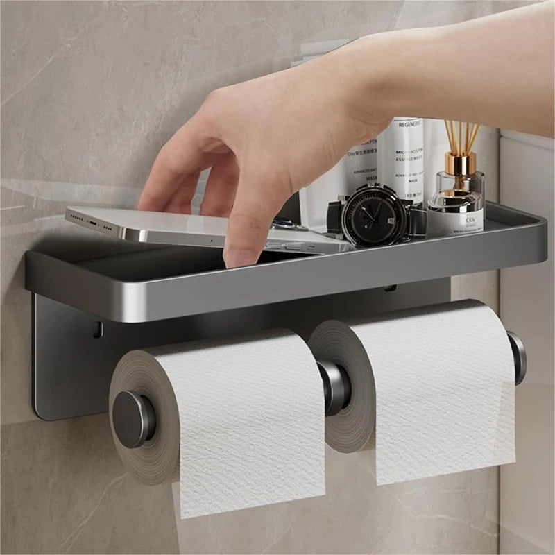 Aluminum Alloy Toilet Paper Holder WC roll Paper Holder perfume Shelf for Bathroom storage Accessories