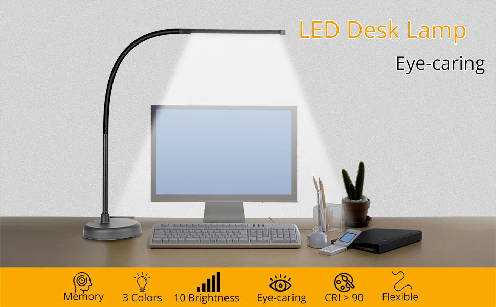 A LOOPITYS LED Desk Lamp with Swing Arm Long Flexible Gooseneck 3 Color Modes USB Adapter for Architect Task Lighting