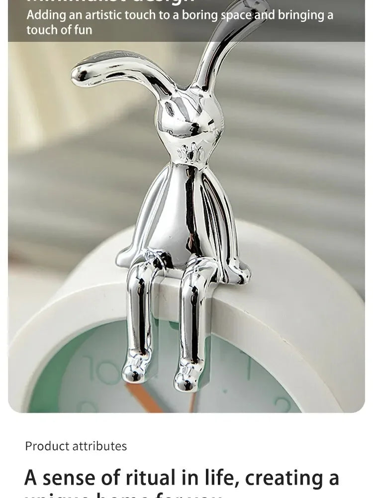 Long-Eared Rabbit Double Statue: Cartoon Decoration for Living Room Bedroom Car Desktop Ornament