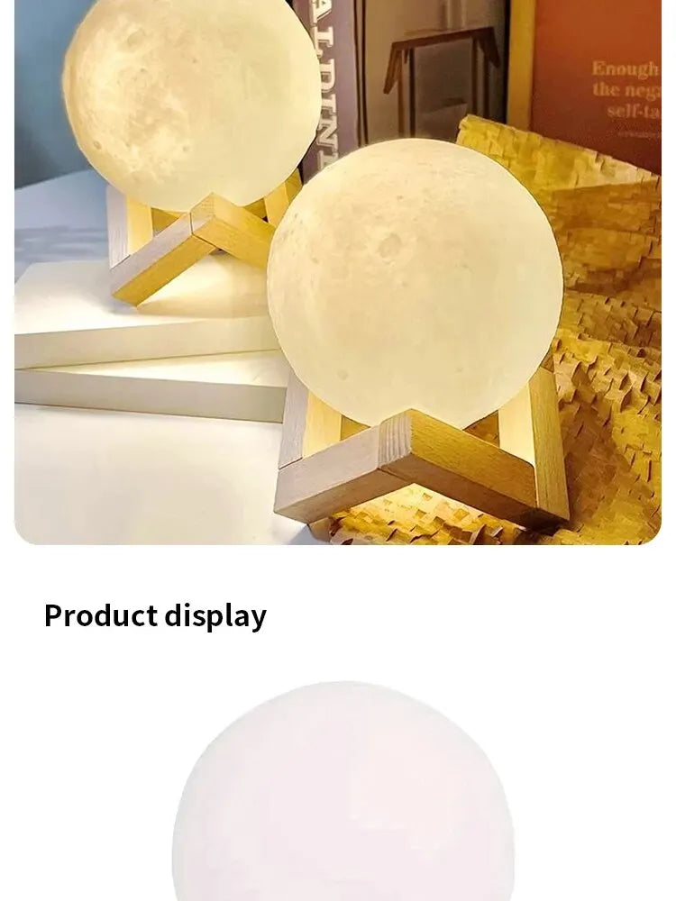 DIY Planet Lamp Moon Galaxy Night Light Art Painting Graffiti Birthday Gift Bedroom Living Room Decoration with Stand