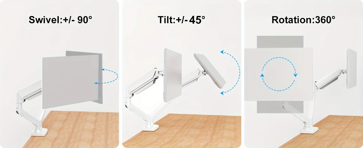 Adjustable Dual Monitor Arm with Gas Spring Monitor Stand for 13-32 Inches Screens Full Motion Eye-Catching Design