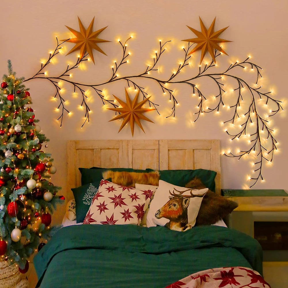 1PCS 72LED/96LED Tree Branch Lamp USB Powered DIY Festive Tree Vine Light For Home Decoration Solar Powered Willow Vine Lights