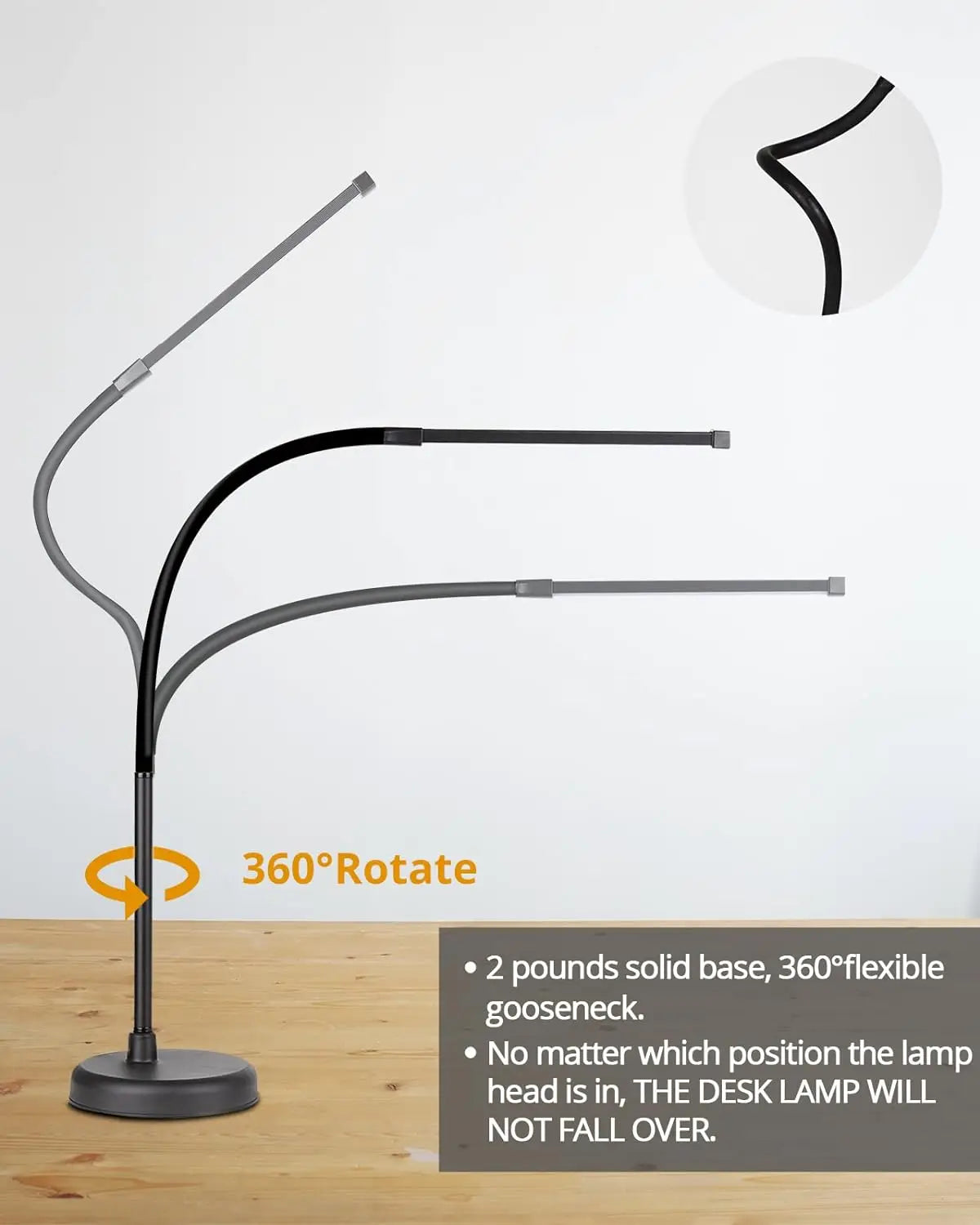 A LOOPITYS LED Desk Lamp with Swing Arm Long Flexible Gooseneck 3 Color Modes USB Adapter for Architect Task Lighting