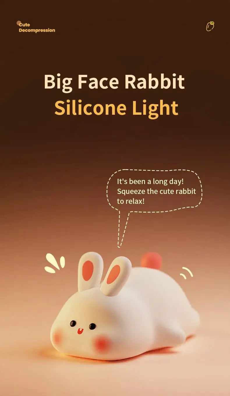 Piggy Bunny Night Light Led Table Lamp for Baby Nursery Room Decor Bedroom Bedside Rechargeable Dimmable Silicone Nightlight