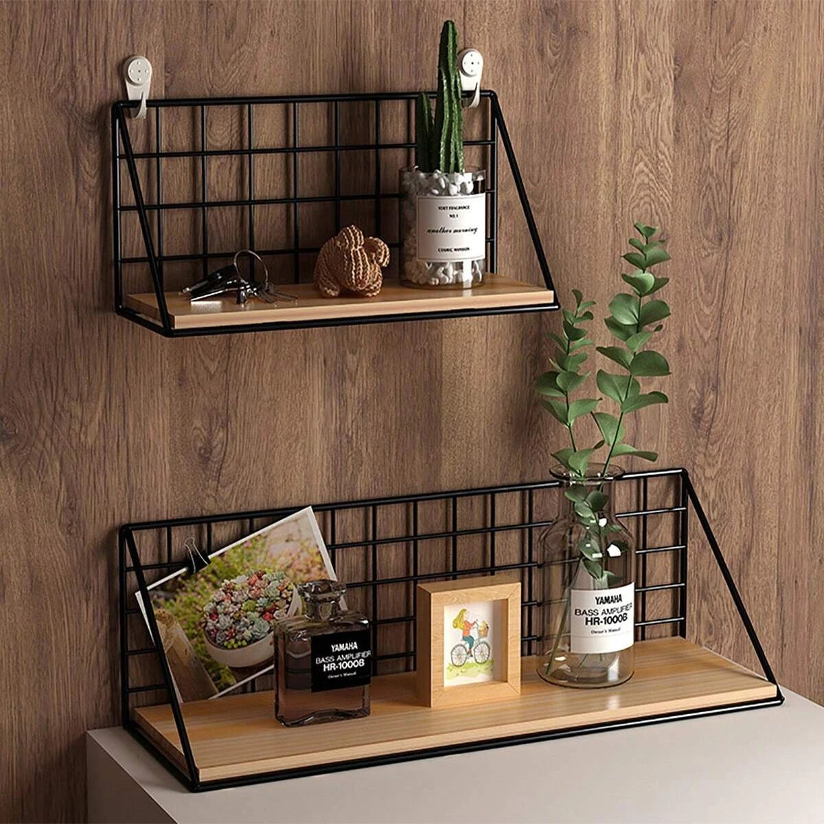 Creative Short Wall Mounted Shelves Iron Storage Hanging Baskets for Bedroom Walls Storage Racks