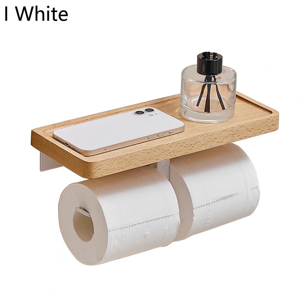 Wooden Tissue Rack Dual Space-saving Durable Hotel Toilet Roll Paper Tissue Holder Bathroom Gadget Accessories