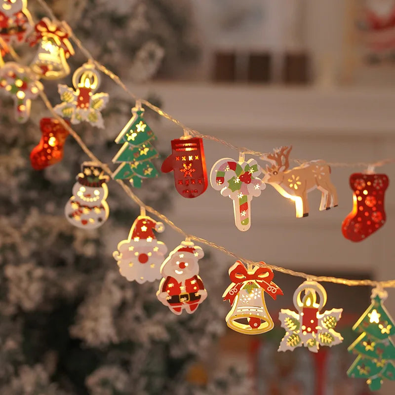 Christmas Deer Snowflake LED String Lights Battery Powered Fairy Lights Xmas Tree Ornament Decoration 2024 Navidad Gift New Year