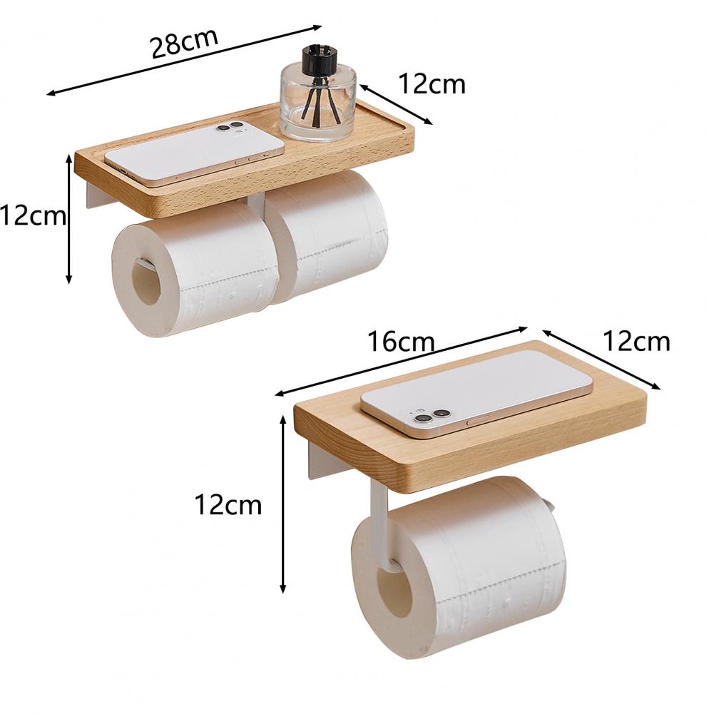 Wooden Tissue Rack Dual Space-saving Durable Hotel Toilet Roll Paper Tissue Holder Bathroom Gadget Accessories