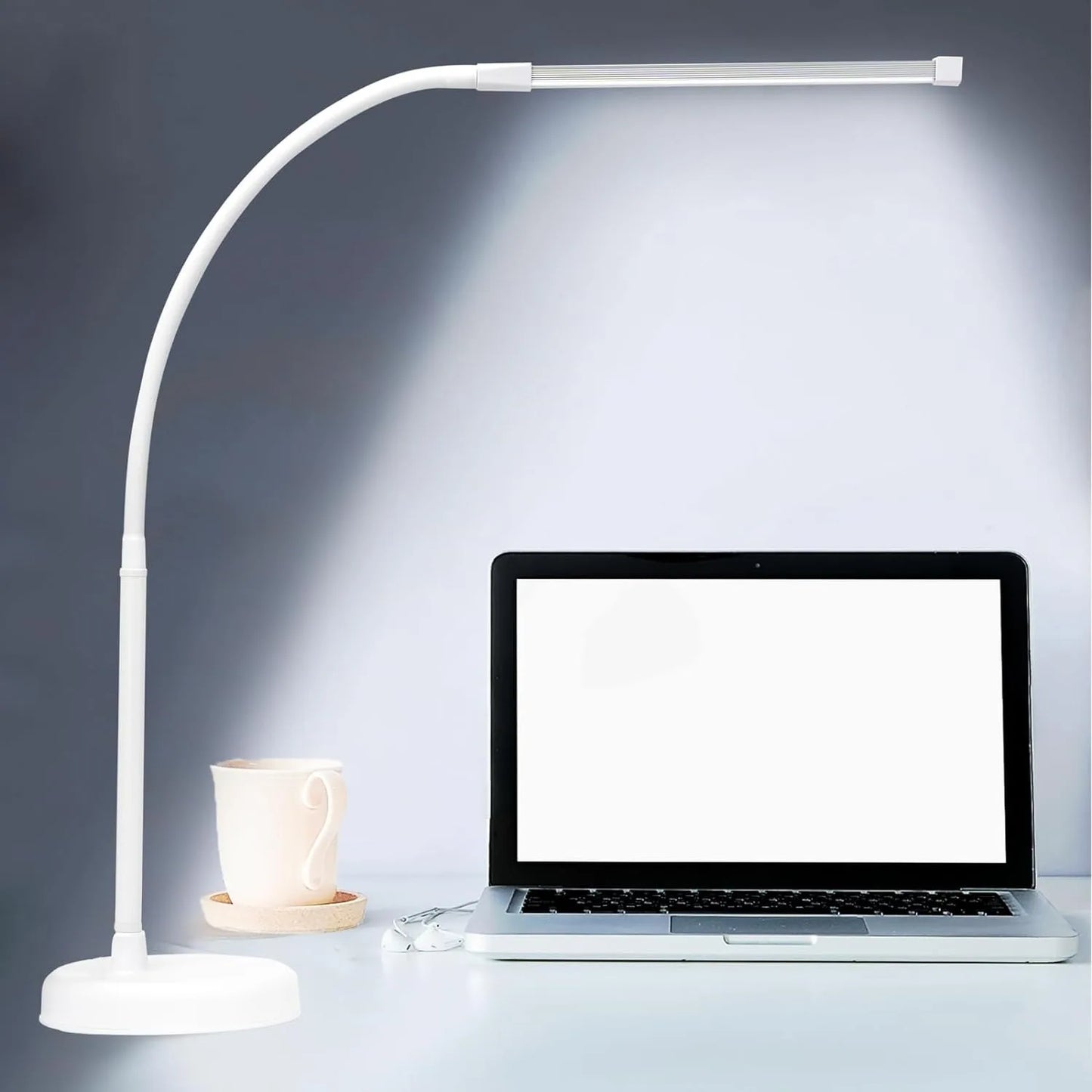 A LOOPITYS LED Desk Lamp with Swing Arm Long Flexible Gooseneck 3 Color Modes USB Adapter for Architect Task Lighting