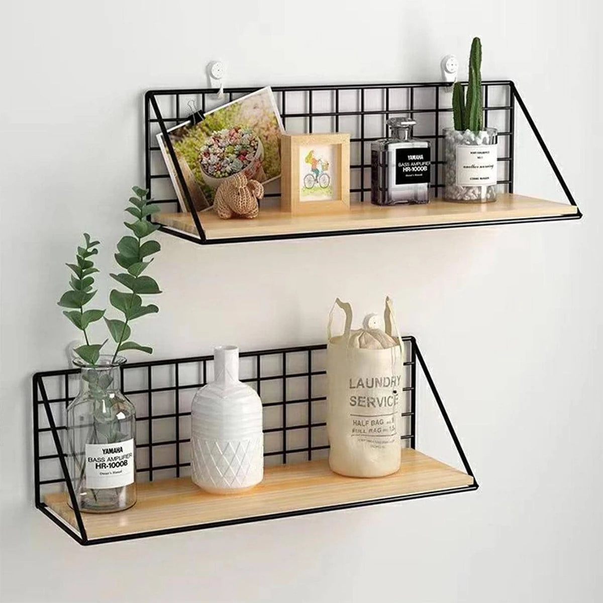 Creative Short Wall Mounted Shelves Iron Storage Hanging Baskets for Bedroom Walls Storage Racks