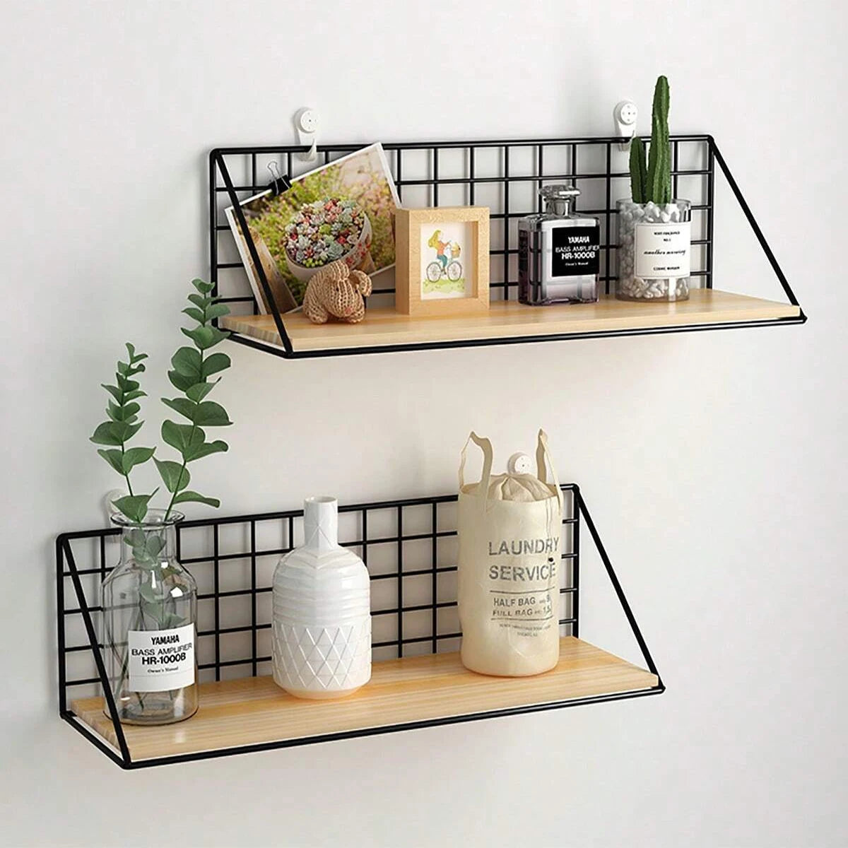 Creative Short Wall Mounted Shelves Iron Storage Hanging Baskets for Bedroom Walls Storage Racks