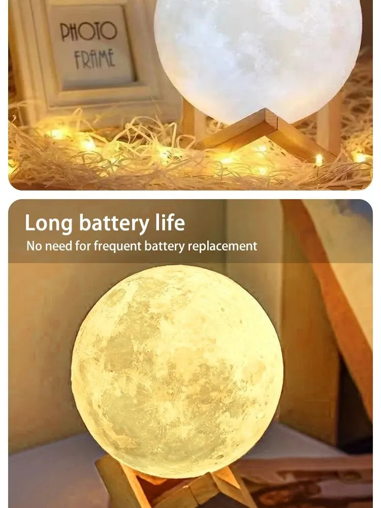 DIY Planet Lamp Moon Galaxy Night Light Art Painting Graffiti Birthday Gift Bedroom Living Room Decoration with Stand