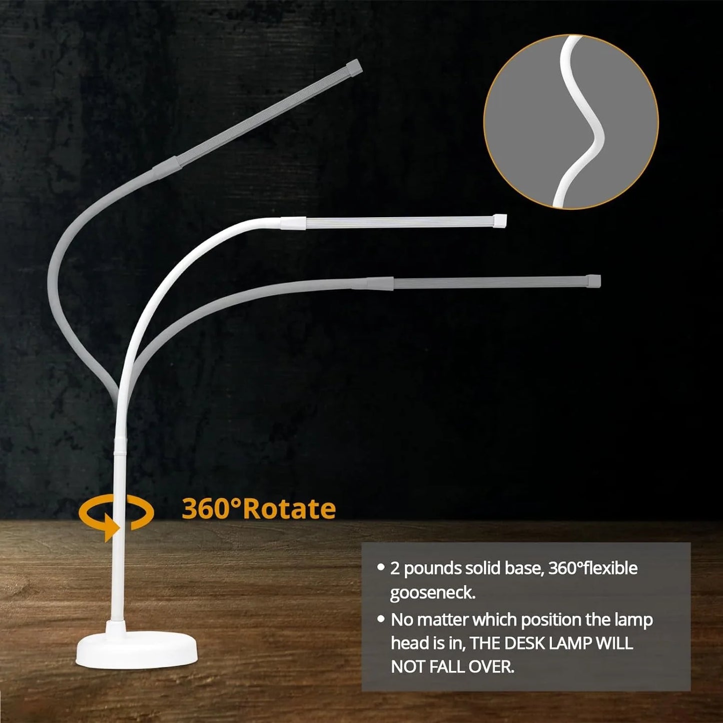 A LOOPITYS LED Desk Lamp with Swing Arm Long Flexible Gooseneck 3 Color Modes USB Adapter for Architect Task Lighting