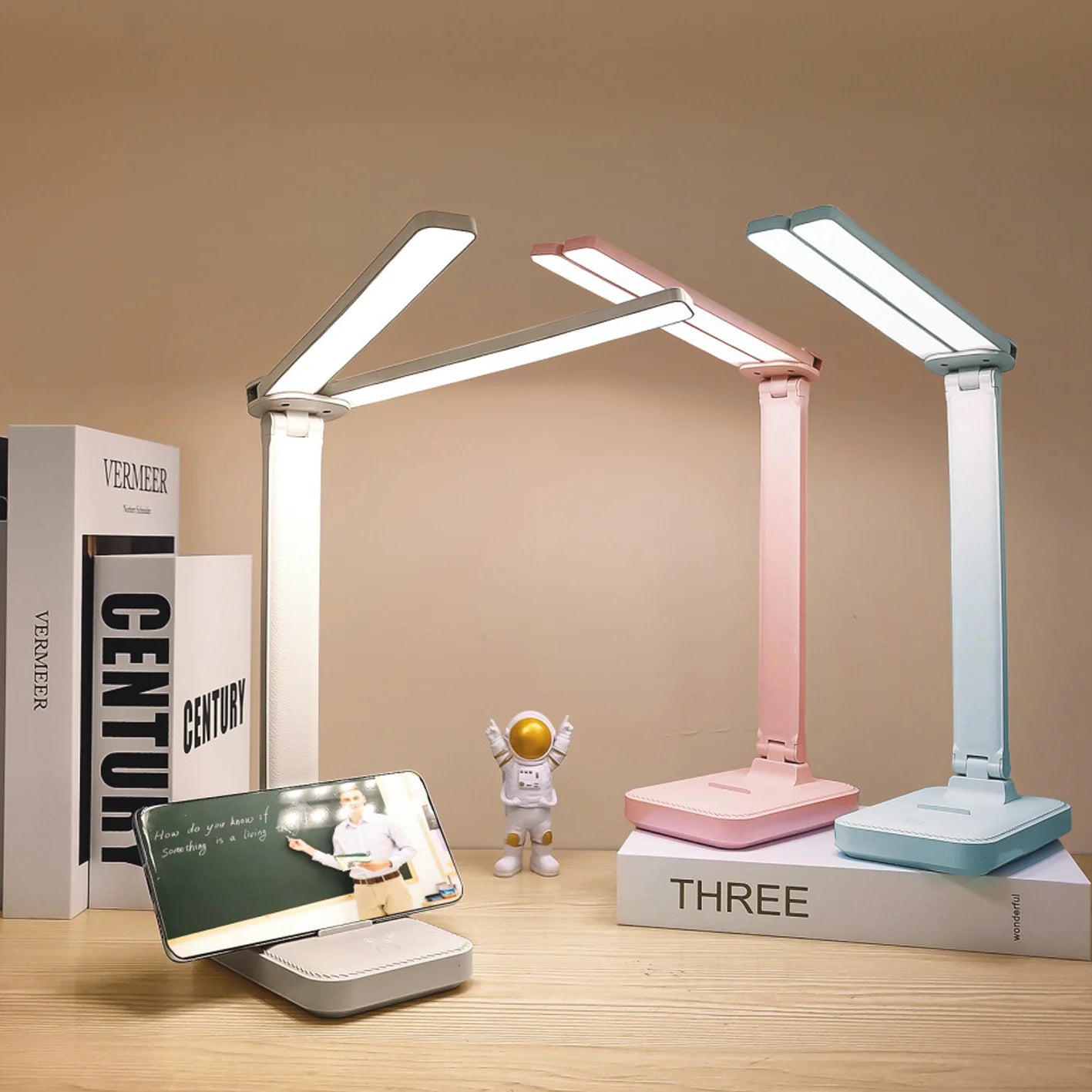 LED Desk Lamp 3 Levels Dimmable Touch Night Light USB Rechargeable Eye Protection Foldable Table Lamp For Bedroom Bedside Desk