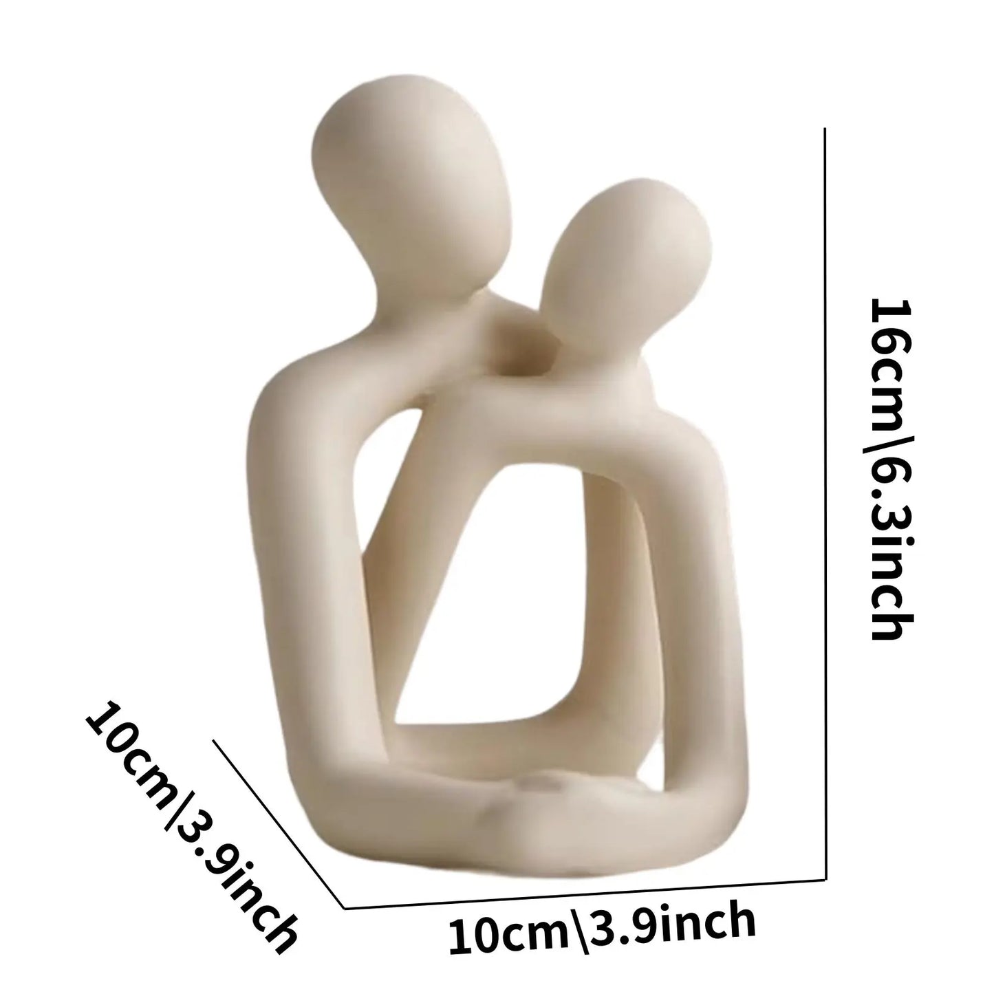 Resin Heartwarming Loving Couple Statue Modern Home Decor Accent for Bookshelves Office Desks Nightstands