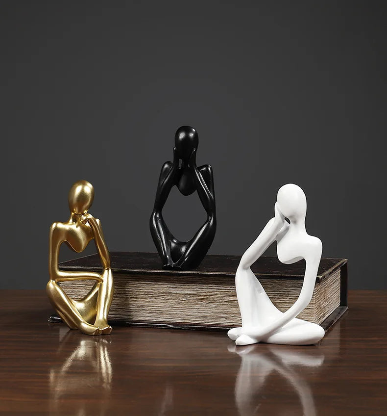 Nordic Style Abstract Thinker Yoga Figurine Statue Sculpture for Home Living Room Desk Decoration Short Eye Catching Statues Sculptures