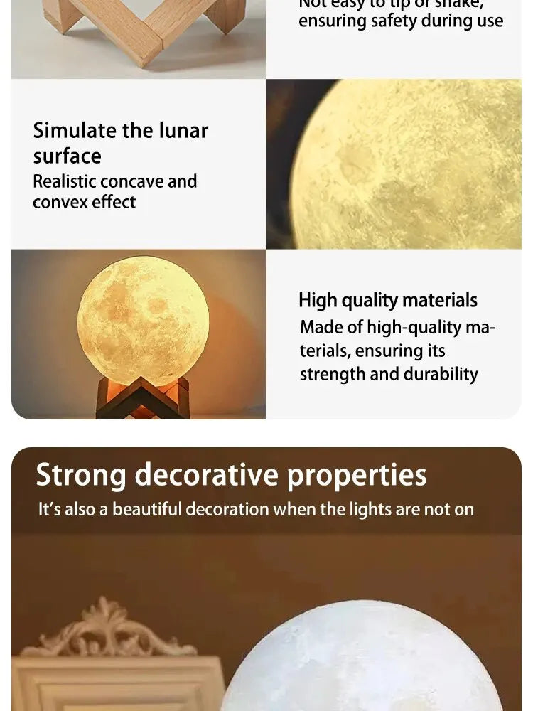 DIY Planet Lamp Moon Galaxy Night Light Art Painting Graffiti Birthday Gift Bedroom Living Room Decoration with Stand