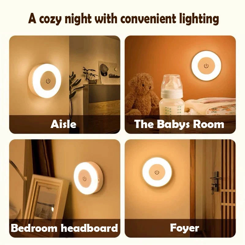 USB Rechargeable LED Night Light Wireless Dimming Touch Lamp for Bedroom Kitchen Cabinet Wardrobe Staircase Closet