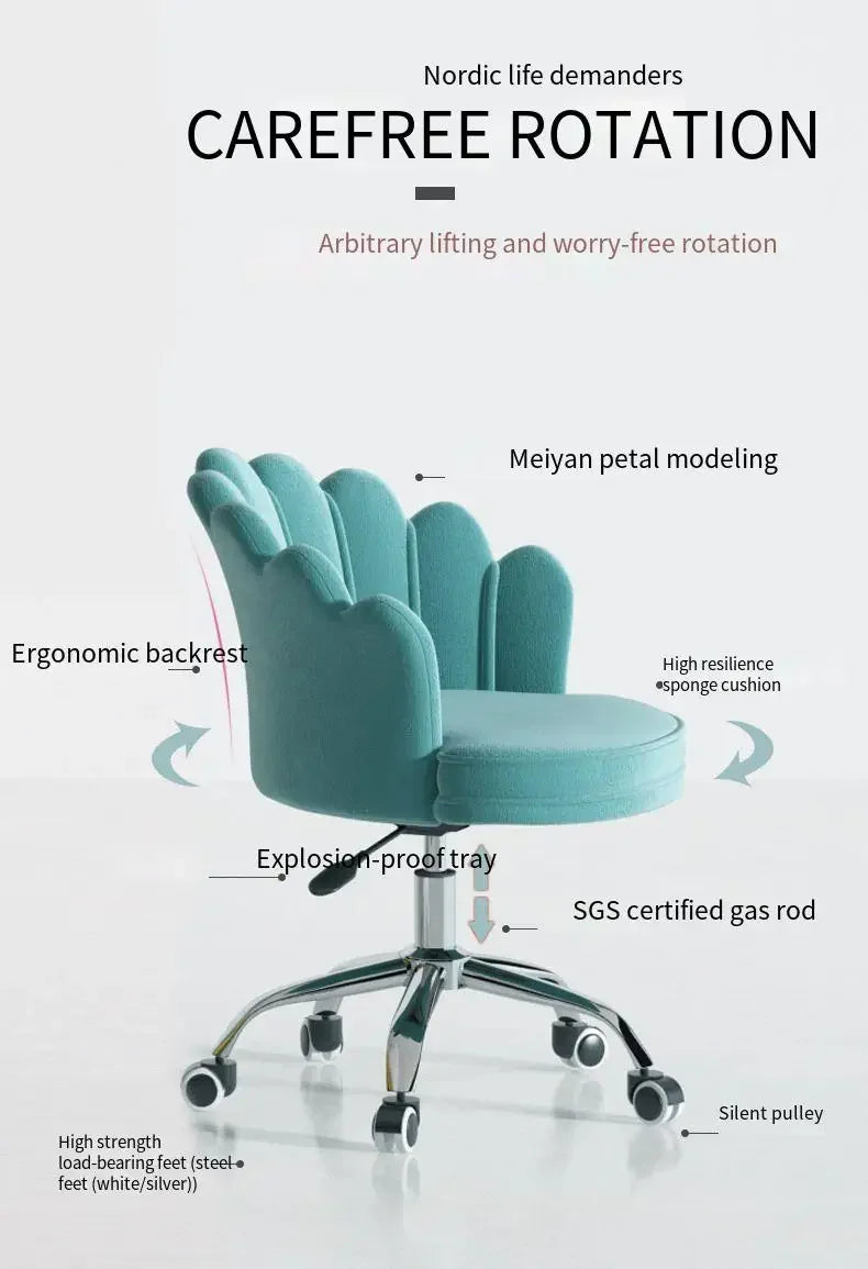 Nordic Creative Modern Luxury Office Chair Lightweight Fabric Lifting Swivel Gaming Chair for Home and Office Use