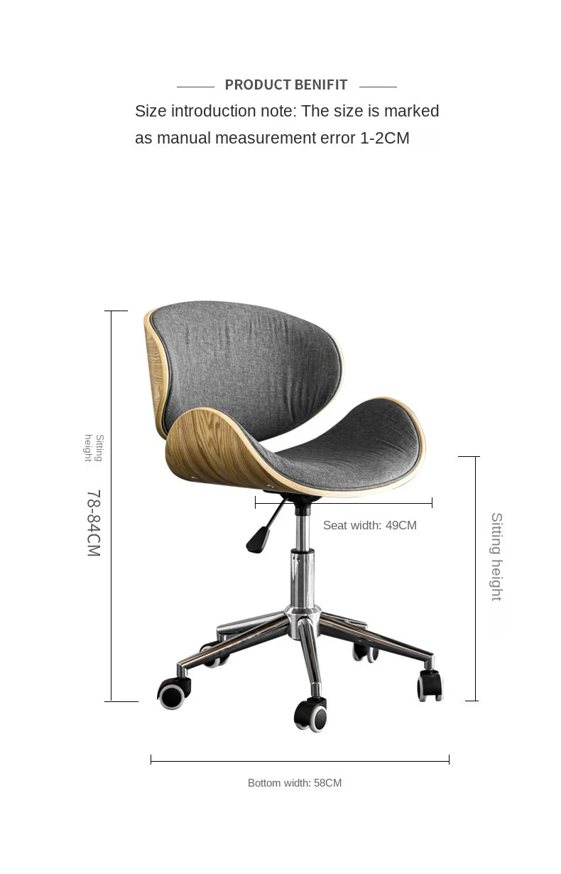 Creative Rotating Pulley Design Solid Wood Office Chair for Bedroom Household Study Student Lifting Function