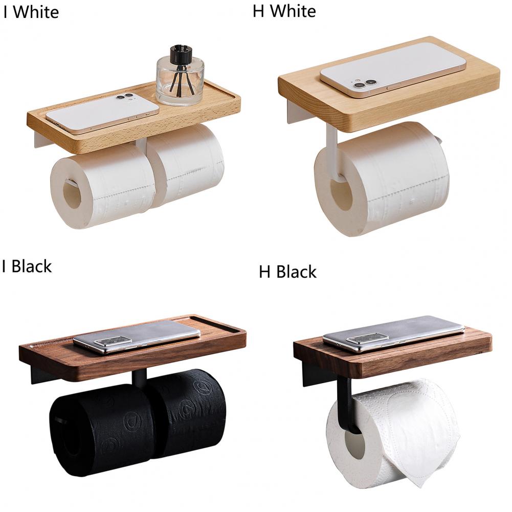 Wooden Tissue Rack Dual Space-saving Durable Hotel Toilet Roll Paper Tissue Holder Bathroom Gadget Accessories