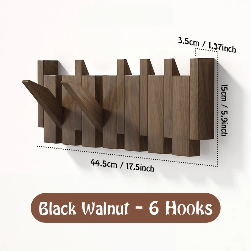 Wall Coat Rack Piano Key Style Black Walnut Wall Mounted Storage Solution for Home Decor