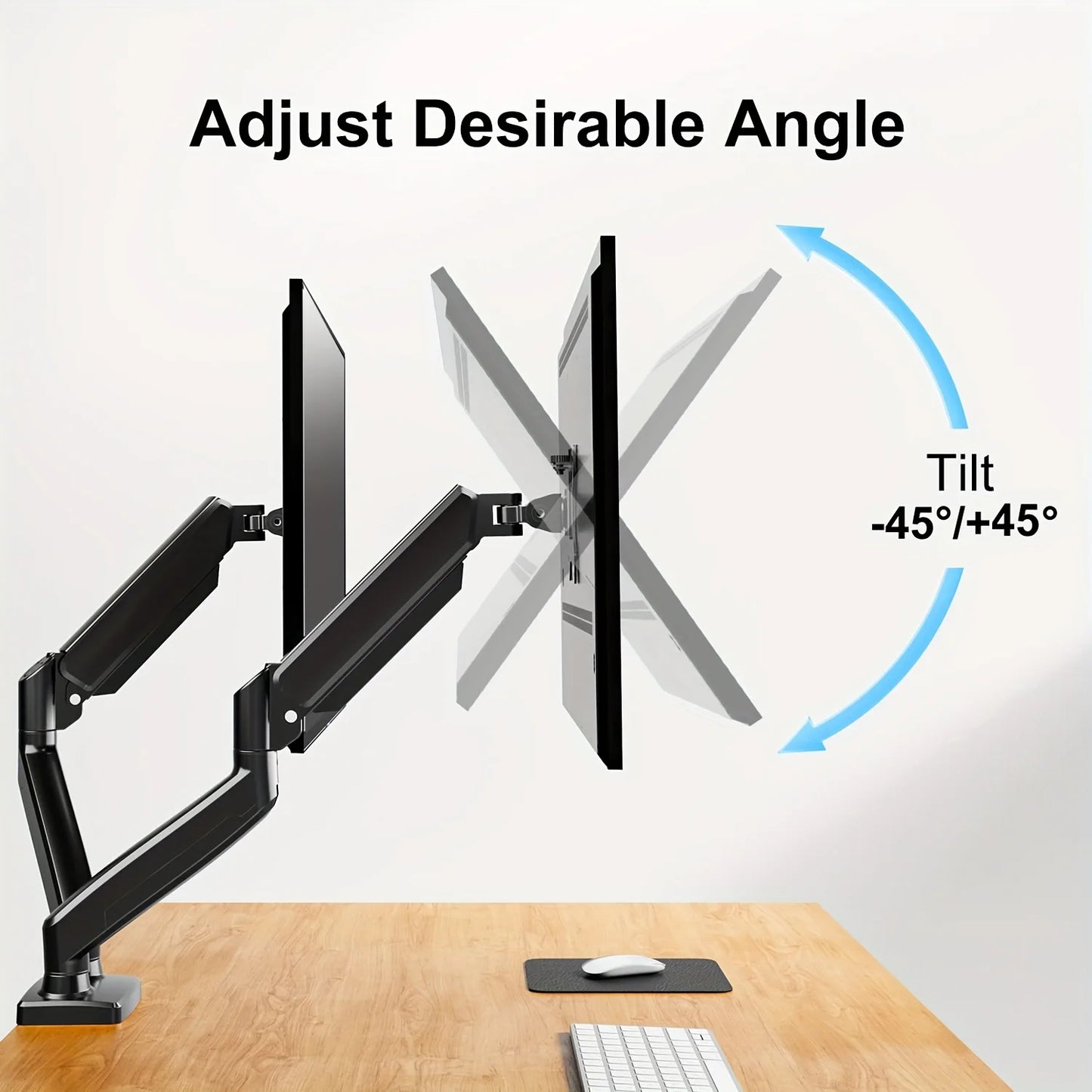 Adjustable Dual Monitor Arm with Gas Spring Monitor Stand for 13-32 Inches Screens Full Motion Eye-Catching Design