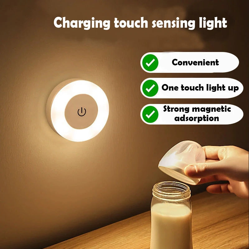 USB Rechargeable LED Night Light Wireless Dimming Touch Lamp for Bedroom Kitchen Cabinet Wardrobe Staircase Closet