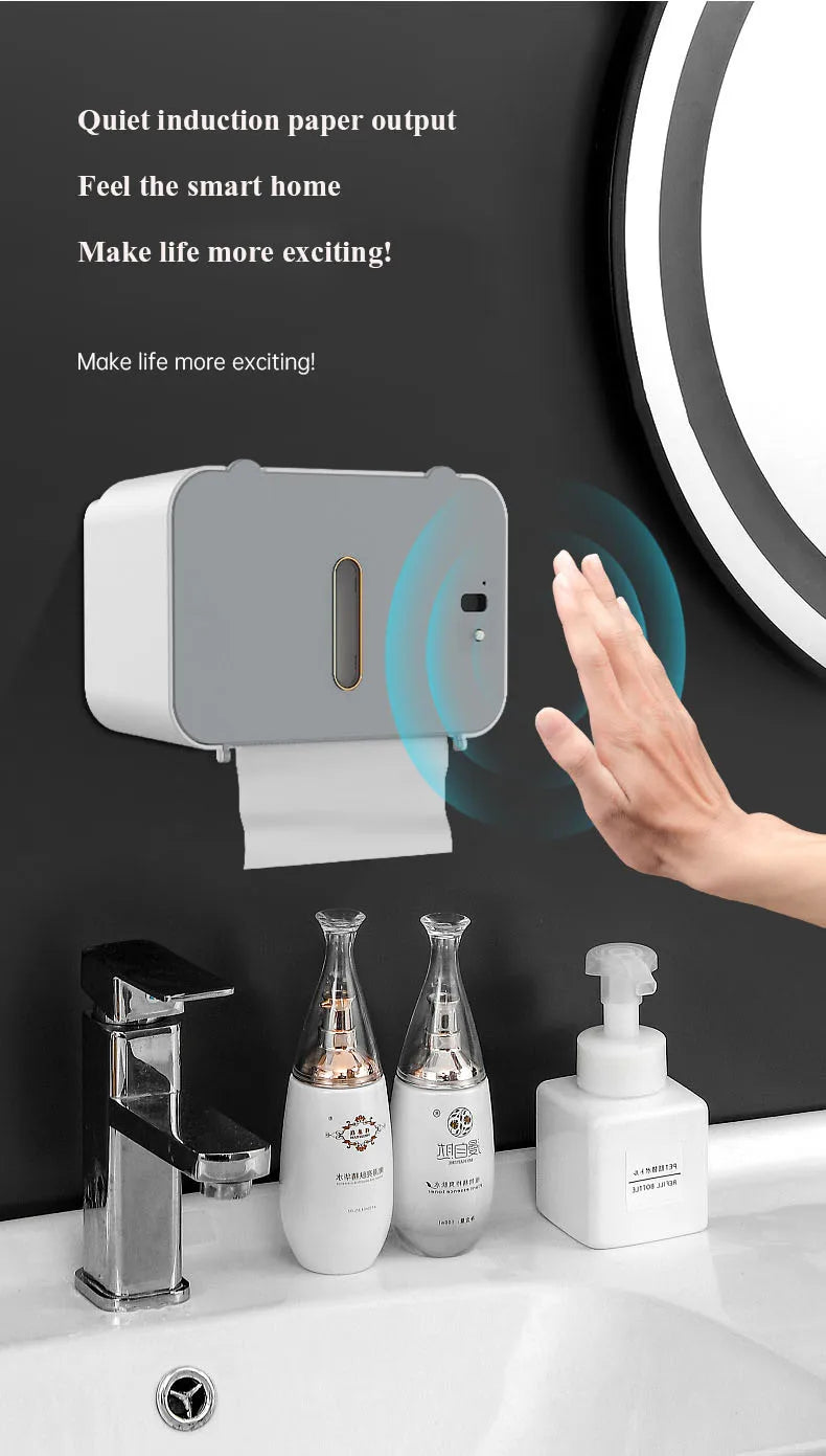 Induction Toilet Paper Holder Shelf Automatic Paper Out Wc Paper Rack Wall-Mounted Toilet Paper Dispenser Bathroom Accessories