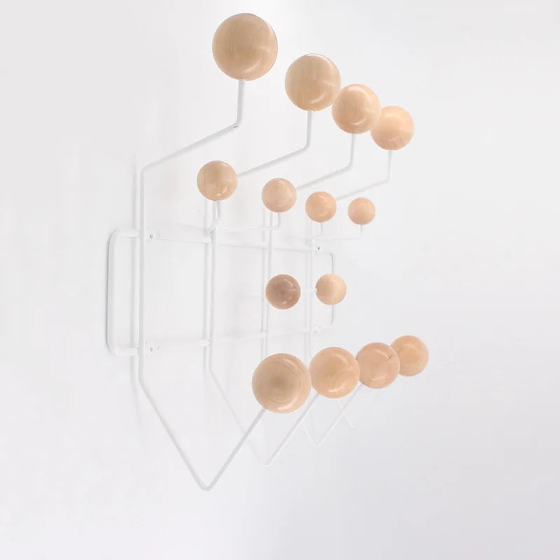 Modern Simplified Design Metal Coat Rack Solid Wood Ball Wall Hanger Interior Furniture for Home by LISM