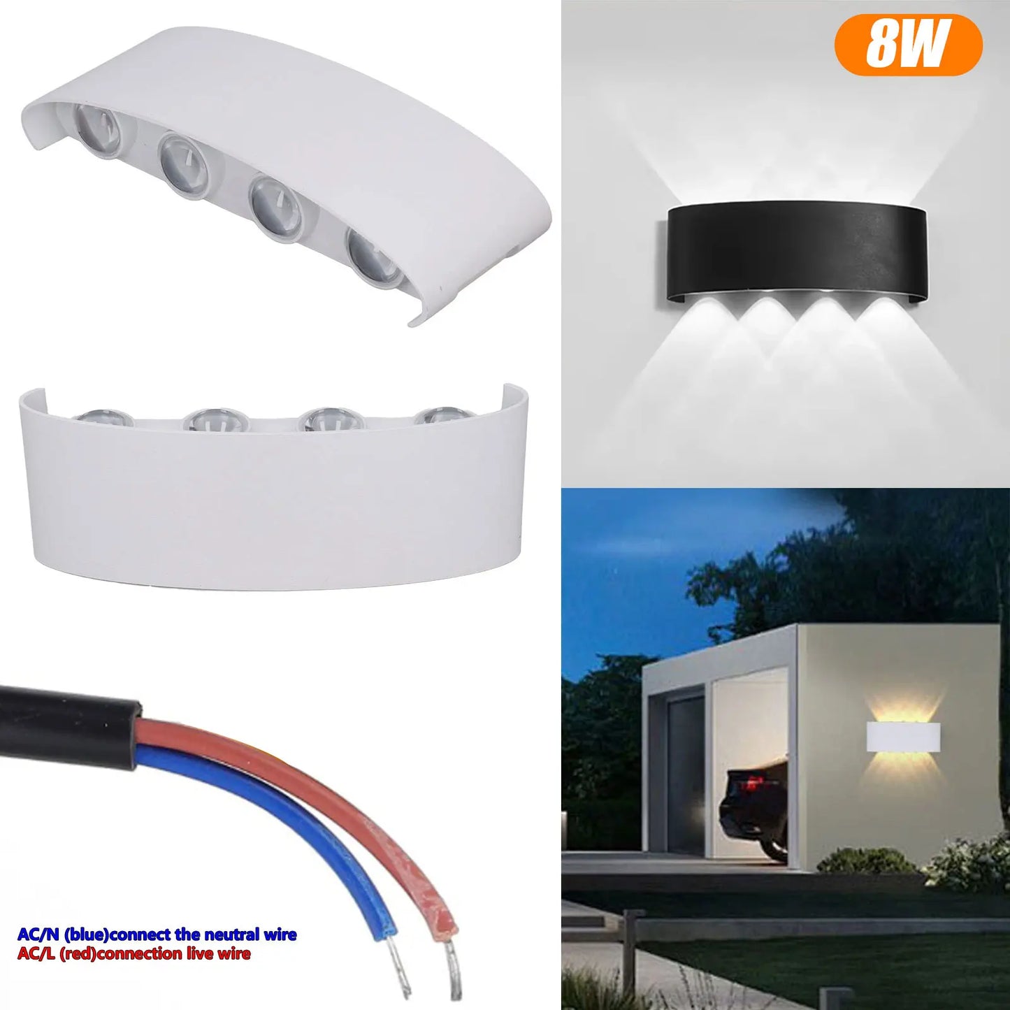 Modern LED Wall Light for Outdoor Indoor Use 2W-10W White Black Version for Home Garden Bedroom Corridor