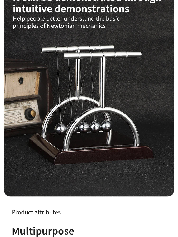 Newton's Cradle Balance Steel Ball Desktop Toy Stress Relief Gift Home Decoration Ideal for Physics Science Education