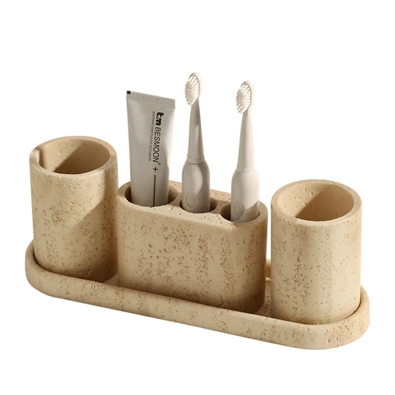 1 Pc Sandstone Bathroom Toiletries Mouthwash Cup Toothbrush Holder Soap Dish Bathroom Tray Bathroom Accessories Home Decoration