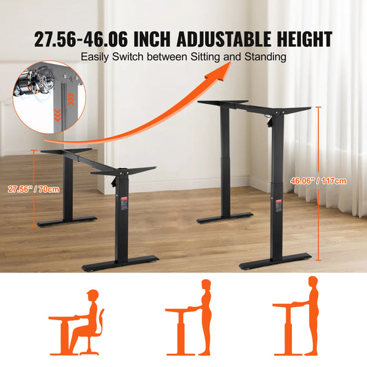 Ergonomic Adjustable Standing Desk Frame by VEVOR 70-117cm Height with Electric Legs for Home Office