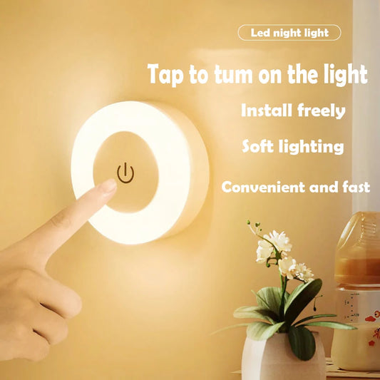 USB Rechargeable LED Night Light Wireless Dimming Touch Lamp for Bedroom Kitchen Cabinet Wardrobe Staircase Closet