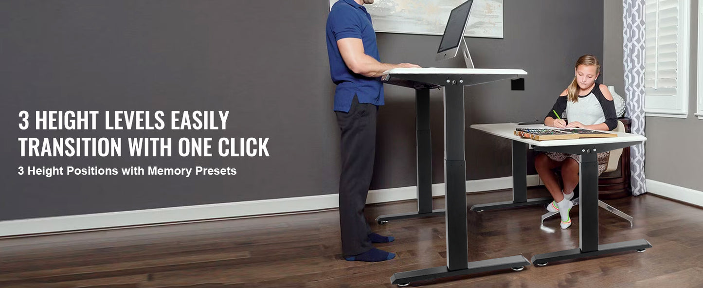 Ergonomic Adjustable Standing Desk Frame by VEVOR 70-117cm Height with Electric Legs for Home Office